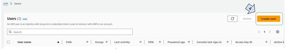 AWS portal create users
