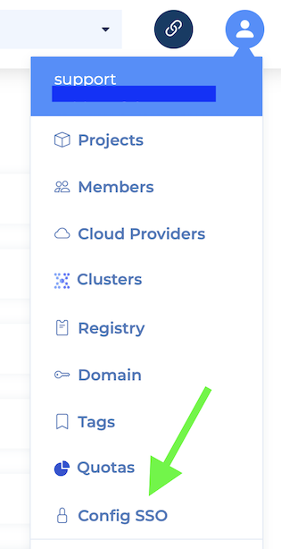  image of cloudoor showing the profile icon dropdown